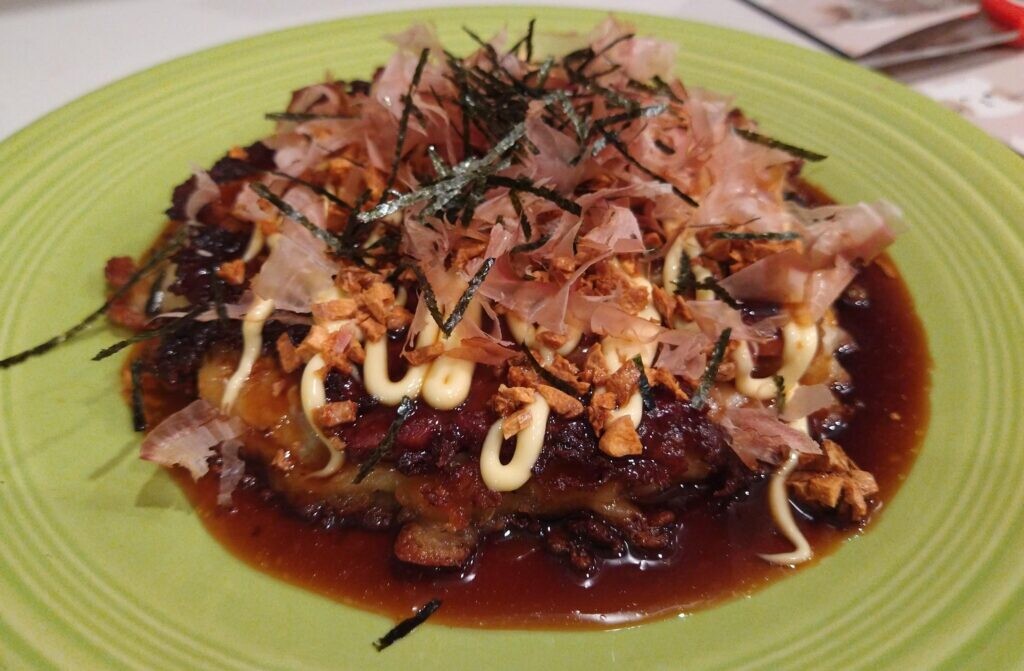 Homemade Okonomiyaki. Turned out quite well for first time making it. Quite flavorful.