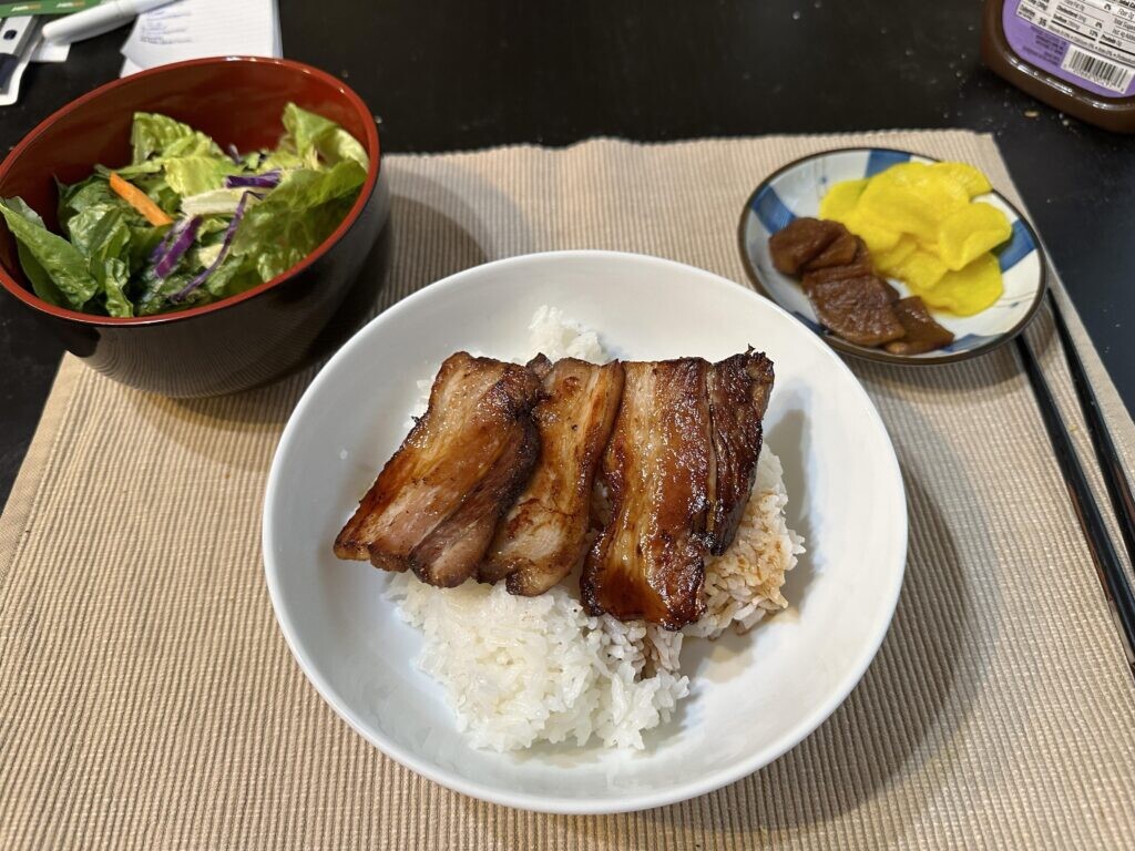 Homemade Chashu pork rice bowls.