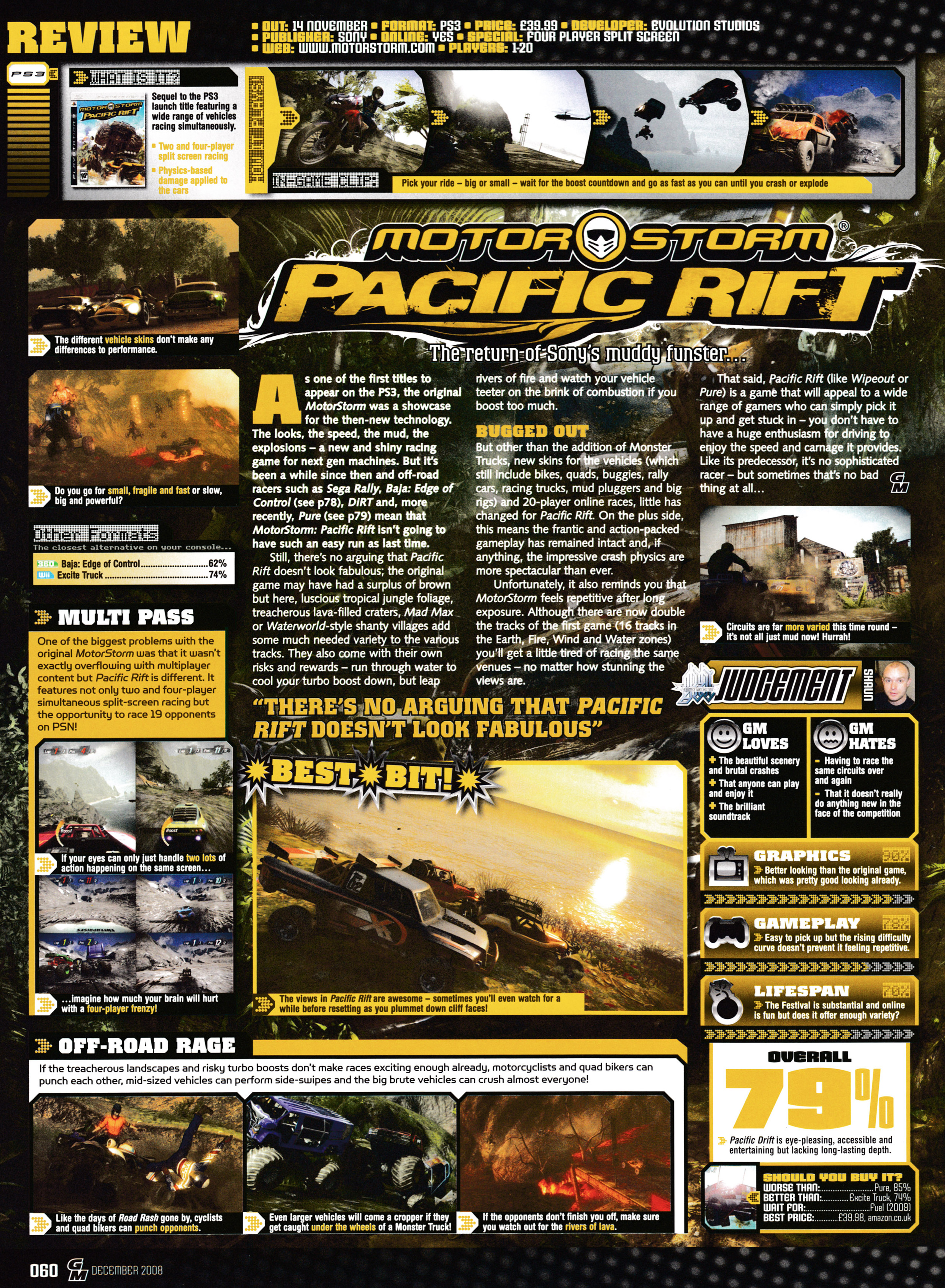 Review for Motor Storm Pacific Rift on PlayStation 3 from GamesMaster 205 - December 2008 (UK)

score: 79%